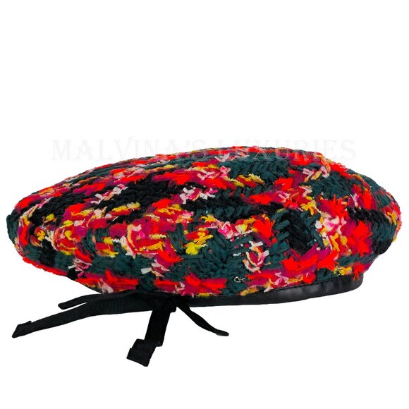 GUCCI LAME BERET CAP Check Lame Multicolour Tweed $610 NWT GUCCI LAME BERET CAP Check Lame Multicolour Tweed $610 main image 2